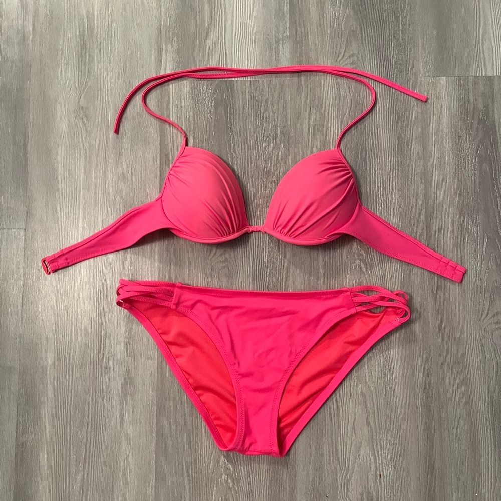 Shade & Shore bright pink bikini set 34C/Large